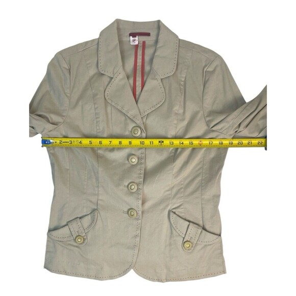 Anthropologie Tape Measure Topstitch Blazer Jacket Khaki Wide Cuff Tailored 12 - Picture 6 of 16